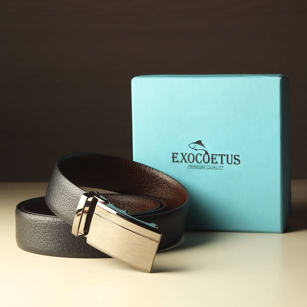 Men Casual, Evening, Formal, Party Black Genuine Leather Reversible Belt