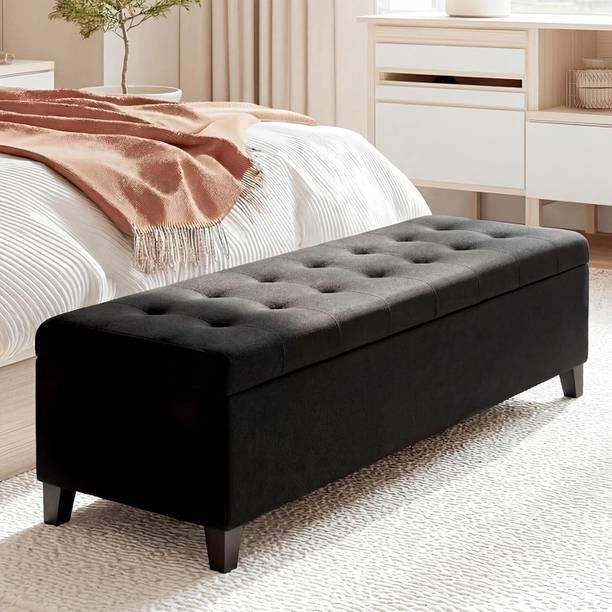 MAJESTIC MART Luxurious Storage Ottoman Bench, 60 Inch Tufted Bench for Bedroom, Living Room Fabric 3 Seater