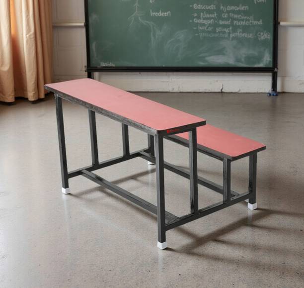 SOMRAJ Study Home Duel Desk Study Bench Table School Duel Desk Bench For Small Students Kids for Two Students Heavy Duty Frame with ply Board red Color (Age 3 yrs. to 12 yrs.) Metal 2 Seater
