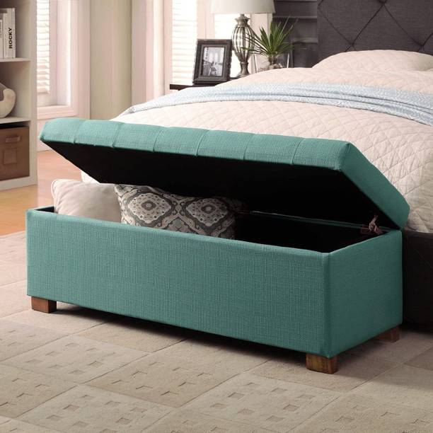 India wood mart Wooden Large Tufted Storage Bench with Hinged Taupe Engineered Wood 2 Seater