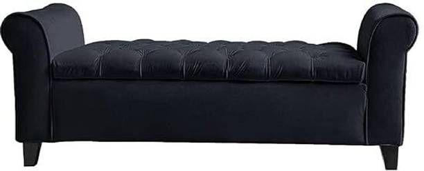 India wood mart Wooden Upholstered Storage Bench 2 Seater Sofa Couch Poufffe Storage Ottoman Solid Wood 2 Seater