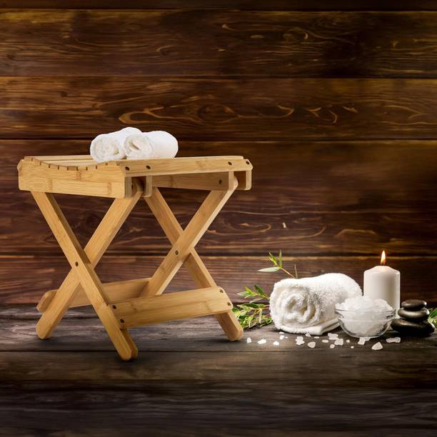 Buenovida Aesthetic Wooden Folding Stool|coffee table Bamboo 1 Seater