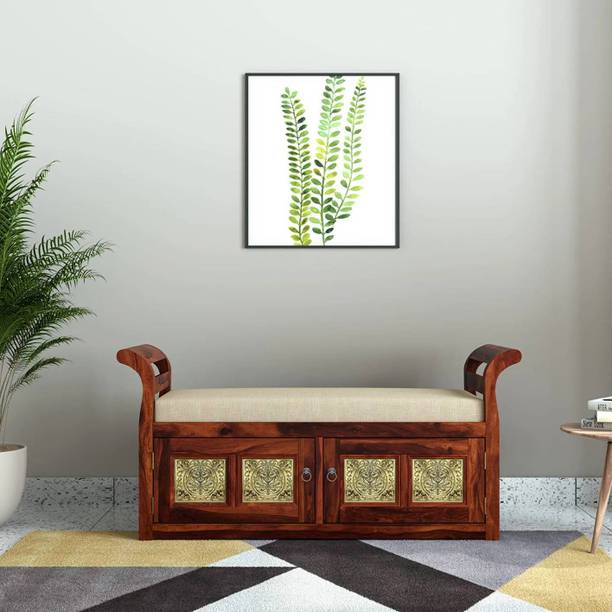 Deuba Sheesham Wood Two Seater Sofa Bench With Storage For Living Room/ Office Solid Wood 2 Seater