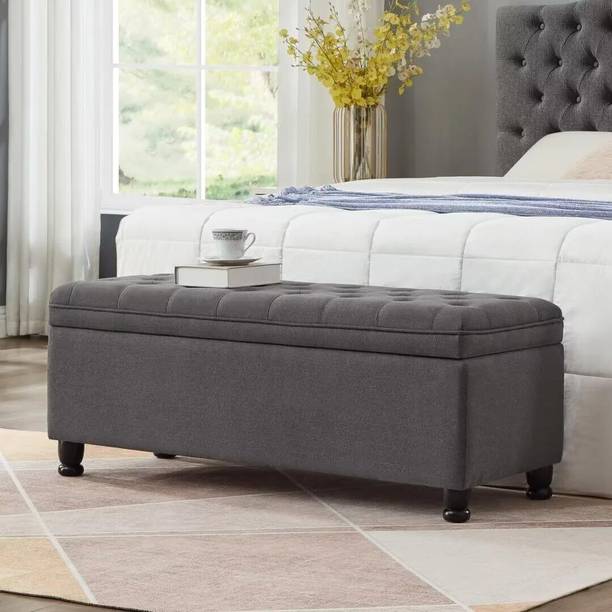 MAJESTIC MART Luxury Storage Bench Ottoman Tufted Seat For LivingRoom/Bedroom/Home/Office Solid Wood 2 Seater