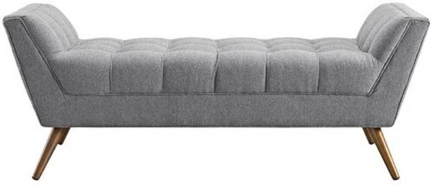 TFS Modern Upholstered Bench Velvet Fabric Tufted Settee for Bedroom/Office Solid Wood 2 Seater