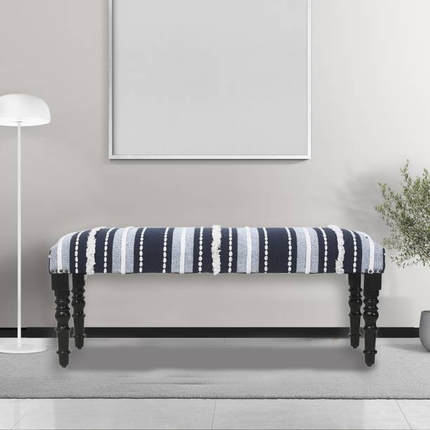 Aadhar Wooden Bench Woven Fabric Wood Living Room| Bedroom| Dining Bench Solid Wood 2 Seater