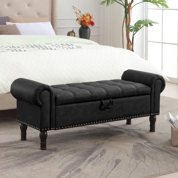 MAJESTIC MART Luxurious Storage Ottoman Bench, Chaise, Pouffe for Livingroom/Home/Office Solid Wood 2 Seater