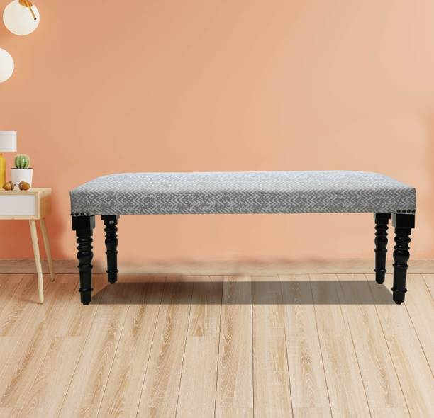 Aadhar Wooden Bench Jacquard Fabric Mango Wood Living Room| Bedroom| Dining Bench| Solid Wood 2 Seater