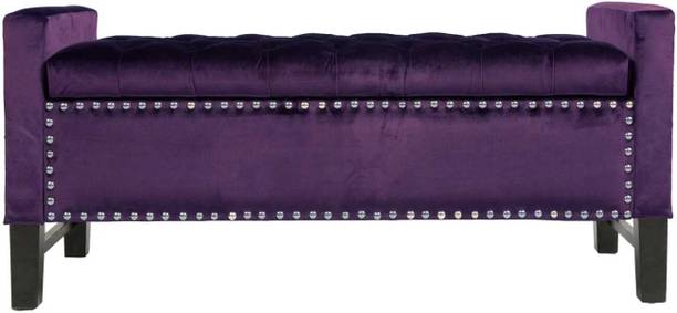 Soul Light Art Plum Velvet Tufted Seat Storage Bench Fabric 2 Seater
