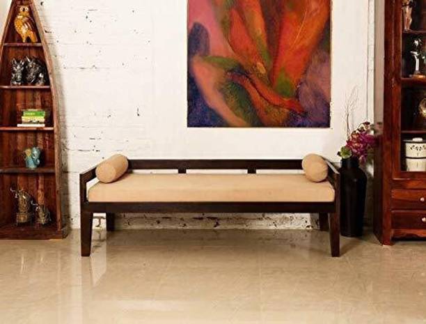 Ganpati Arts Sheesham Wood Seating Bench with Base Cushion for Living Room/Garden Solid Wood 2 Seater
