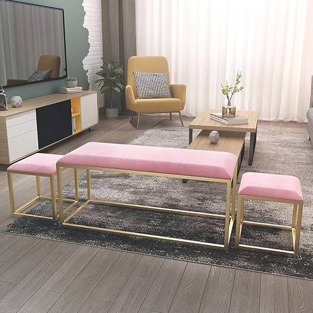 Klofiy Shoe Store Test Shoe Bench Long for Clothes Store Pink Cushion Metal 3 Seater