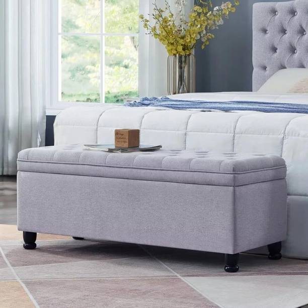 MAJESTIC MART Luxury Storage Bench Ottoman Tufted Seat For LivingRoom/Bedroom/Home/Office Solid Wood 2 Seater
