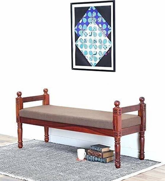 Ganpati Arts Sheesham Wood Seating Bench with Base Cushion for Living Room/Garden Solid Wood 2 Seater