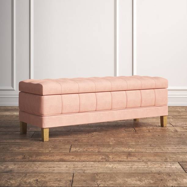 MAJESTIC MART Premium Velvet Fabric Ottoman Bench Couch Settee with storage for Room & Office Solid Wood Settee