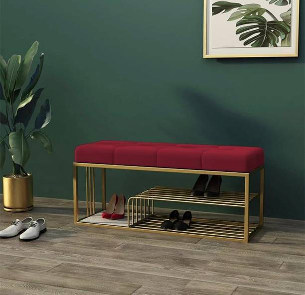 woodsyshoppee Looks Red Cushion bench shoe rack bench for living room Metal Shoe Rack