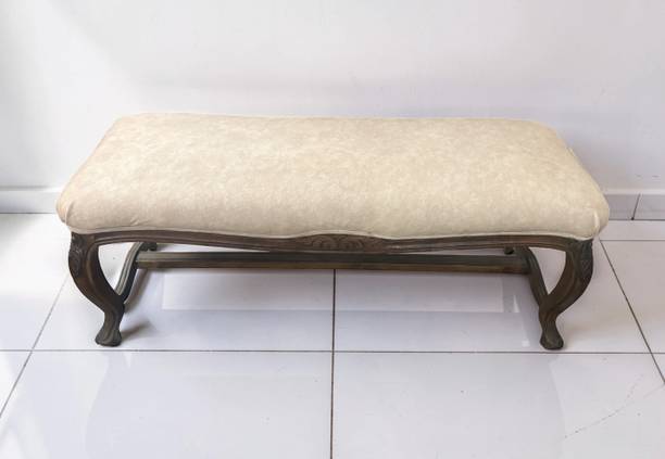 smf 3 SEATER SOLID WOODEN BENCH WITH CUSHION, WOODEN SITTING BENCH LIVING. Solid Wood 3 Seater