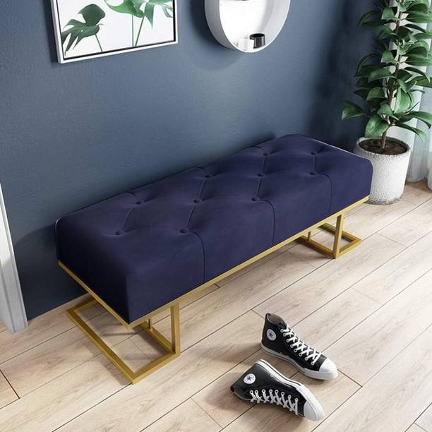 ModWood ModWood Velvet Tufted Bench Metal 3 Seater