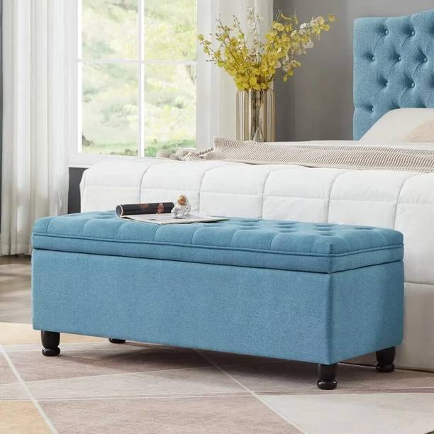 MAJESTIC MART Luxury Storage Bench Ottoman Tufted Seat For LivingRoom/Bedroom/Home/Office Solid Wood 2 Seater