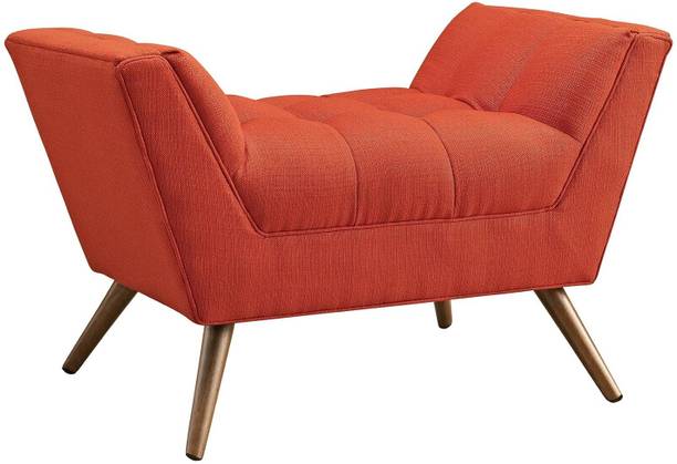 Artistic Interior Crafts Mid-Century Modern Ottoman Upholstered Fabric Solid Wood 1 Seater