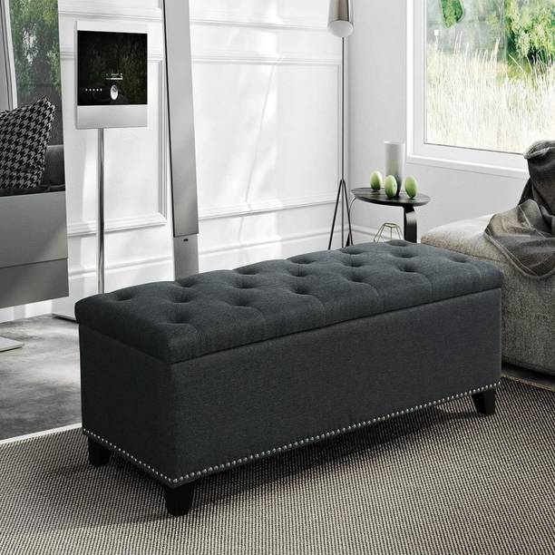 MAJESTIC MART Premium Velvet Storage Ottoman Bench Couch pouffe For livingroom/home/office Solid Wood 2 Seater
