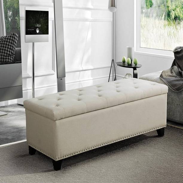 MAJESTIC MART Premium Velvet Storage Ottoman Bench Couch pouffe For livingroom/home/office Solid Wood 2 Seater