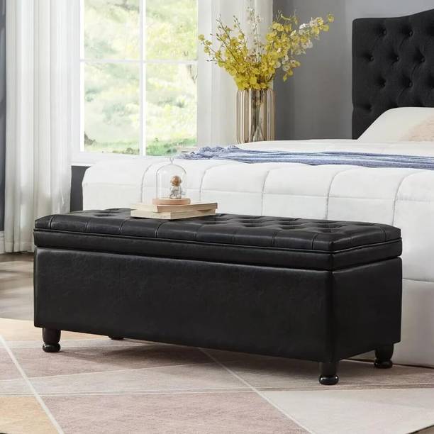 MAJESTIC MART Luxury Storage Bench Ottoman Tufted Seat For LivingRoom/Bedroom/Home/Office Solid Wood 2 Seater