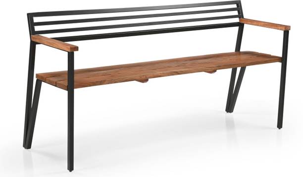 Wakeup India Griyo Outdoor & Indoor Sitting Bench Iron + Solid Wood 4 Seater