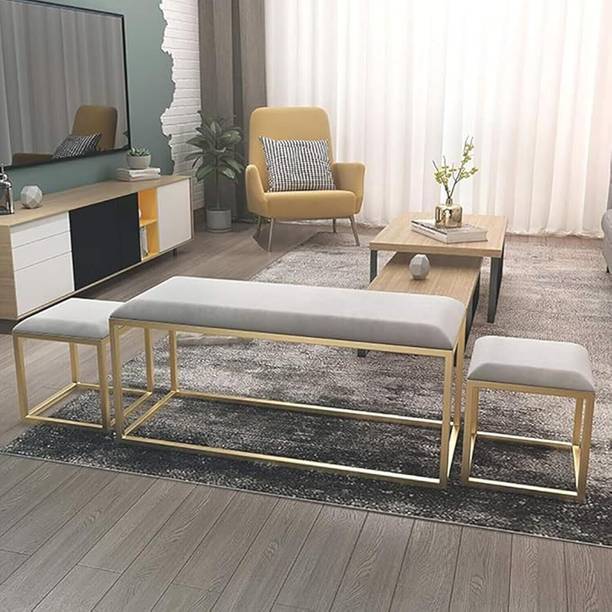 Klofiy Shoe Store Test Shoe Bench Long for Clothes Store Brown Cushion Metal 3 Seater