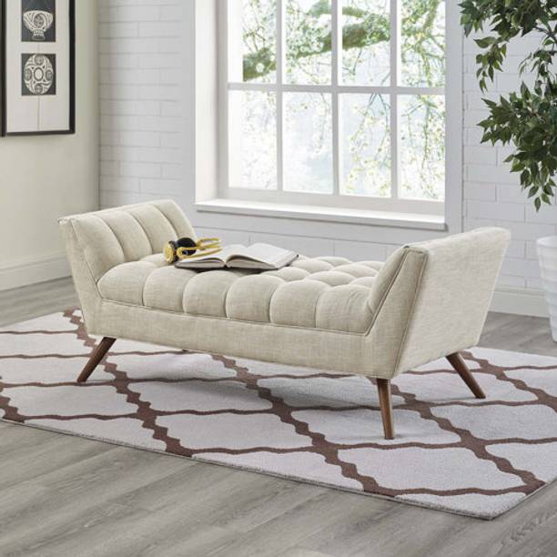 TFS Premium wooden Velvet fabric bench for bedroom/Living room/Office Solid Wood Settee