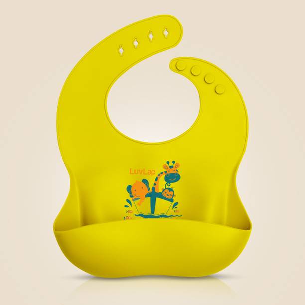 LuvLap Silicone Baby Bib for Feeding & Weaning Babies & Toddlers, Waterproof (Yellow)