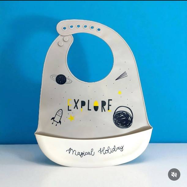 kakagugu Soft Silicone baby bib with crumb catcher, BPA free, 100% food grade, Non toxic