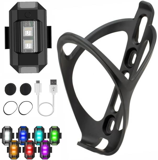 DSTECHBAR Bicycle Bottle Holder with Universal Safety Small Light 7 Colors, 30 Modes Combo Bicycle Bottle Holder