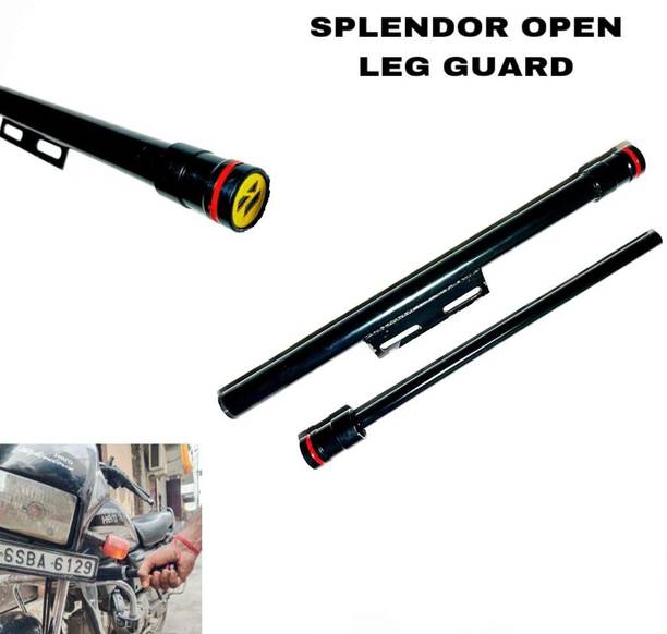 SHOWRIDE STYLISH HEAVY SINGLE ROD OPEN LEG GUARD FOR SPLENDOR Bike silver Crash Guard