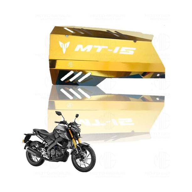 Moto Genius Stainless Steel Exhaust Cover for MT-15 | Premium Heat Shield Protector (Gold) Bike Exhaust Heat Shield