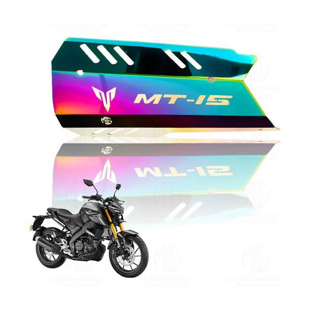 Moto Genius MT-15 Stainless Steel Exhaust Cover | Premium Heat Shield Protector (Multicolor) Bike Exhaust Heat Shield