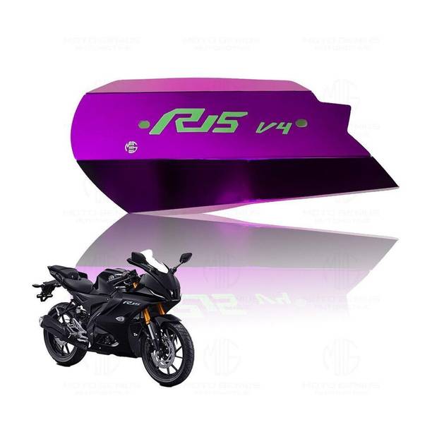 Moto Genius Stainless Steel Exhaust Cover for R15 V4 Premium Heat Shield Protector (Purple) Bike Exhaust Heat Shield