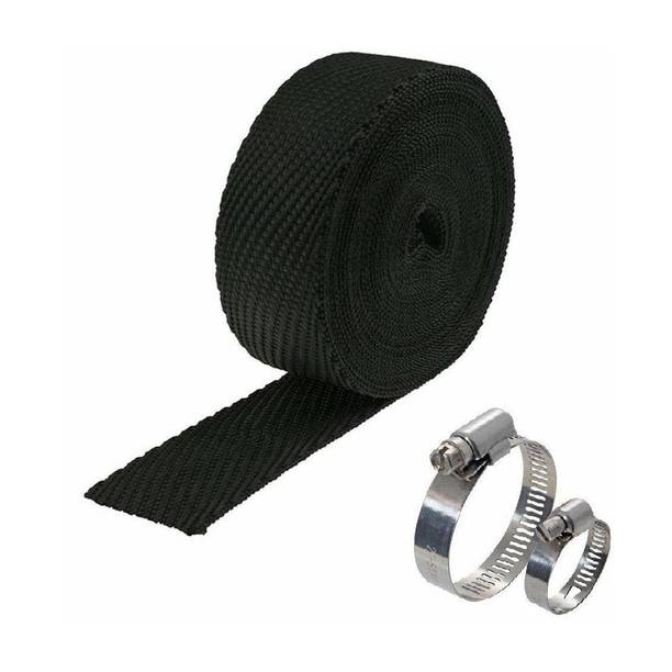 Bullkartzone Silencer Wrap With Clamp Bike Exhaust Heat Shield For Royal Enfield Bullet Electra Twinspark (3Mtr, Black) Bike Exhaust Heat Shield