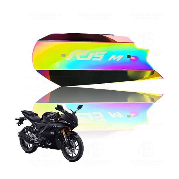 Moto Genius Stainless Steel Exhaust Cover for R15 V4 Premium Heat Shield Protector (M Logo) Bike Exhaust Heat Shield