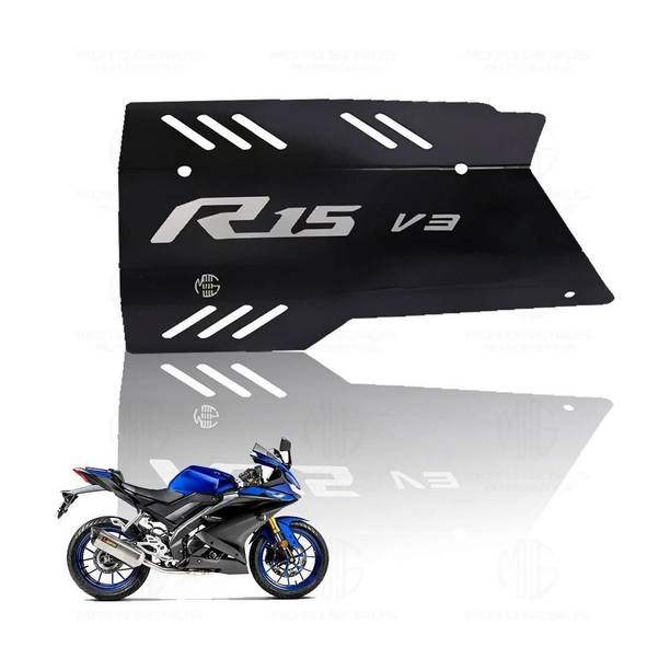 Moto Genius Exhaust Cover Silencer Protector for R15 V3 | Premium Heat Shield (Black) Bike Exhaust Heat Shield