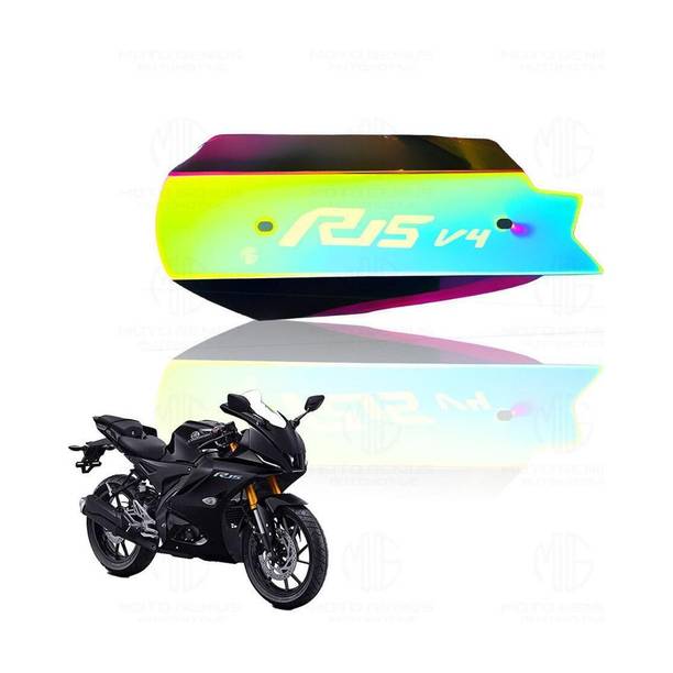 Moto Genius Stainless Steel Exhaust Cover for R15 V4 | Premium Heat Shield Protector (V4) Bike Exhaust Heat Shield