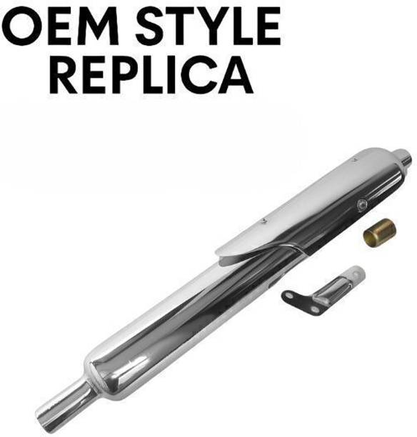 EAZ Chrome Stock Silencer Replica with Jaali for Classic 350 (BS3–BS4) Royal Enfield Classic 350, Classic 500, Electra, Electra Twin Spark, Electra 350 Full Exhaust System