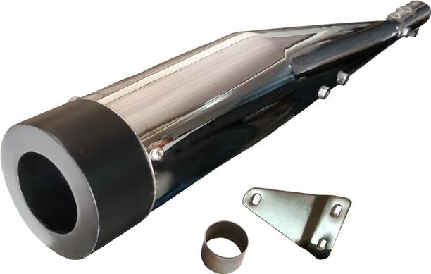 WORDZ Cobra silencer Glasswool Chrome Front Black Exhaust Royal Enfield Classic 350 Full Exhaust System