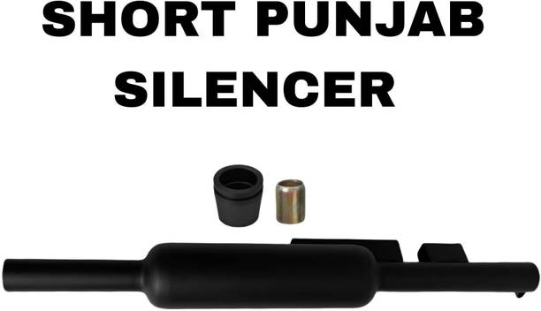 EAZ Short Punjab Silencer Free Flow For RE (Small Mouth, Black) Royal Enfield Classic 350, Classic 500, Electra 350, Thunder Bird 350, Thunder Bird 500 Full Exhaust System