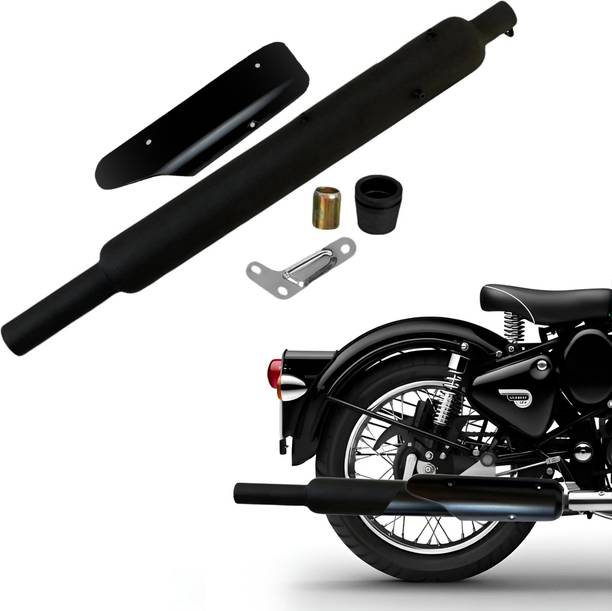 EAZ Original Complete Long Bottle Silencer for Bs4 Royal Enfield Classic 350, Classic, Classic Desert Storm, Electra 350, Classic 500 Slip-on Exhaust System