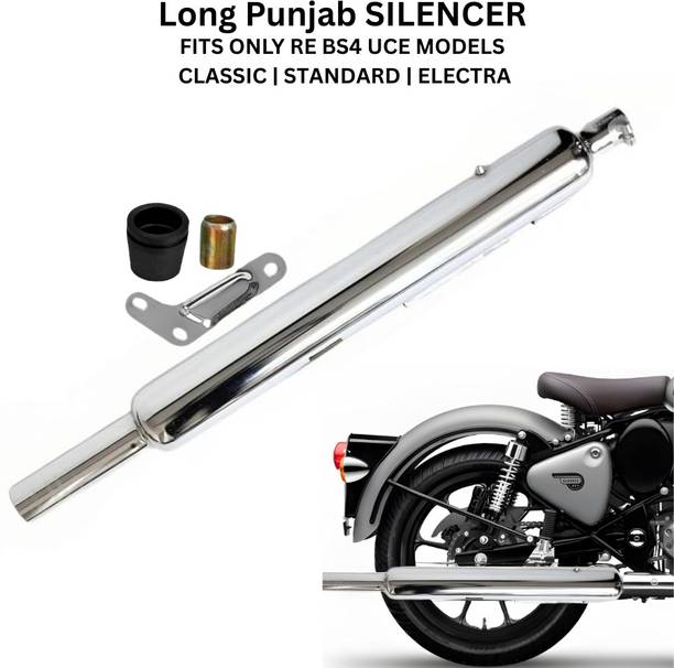 Khajanchi Long Bottle Silencer for Royal Enfield Classic 350, Electra 350 Full Exhaust System