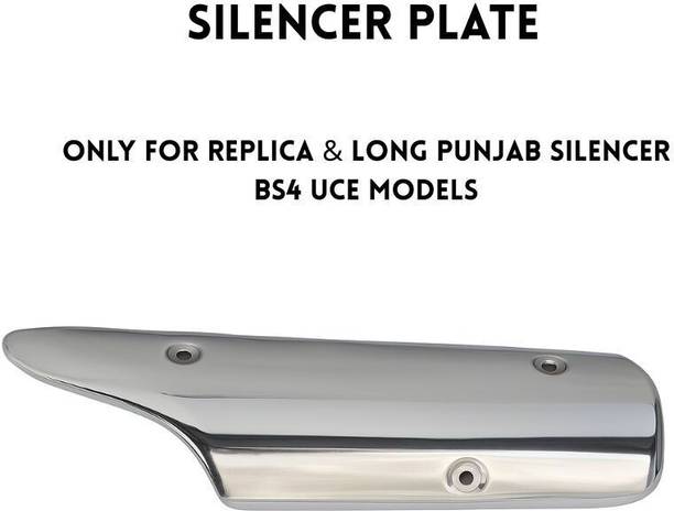 EAZ Chrome Silencer Plate for RE BS4 UCE Replica & Long Punjab Models Royal Enfield Classic 350, Classic 500, Classic Chrome, 500, 500 EFI, Electra, Electra, Electra 350 स्लिप-ऑन इग्ज़ॉस्ट सिस्टम