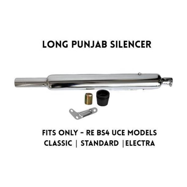 SILENTWAVE Long Punjab Silencer Free Flow (Chrome BS3-BS4 Royal Enfield Classic, Classic 350, Classic 500, Classic Chrome, Thunder Bird 350, Thunder Bird 500 Full Exhaust System