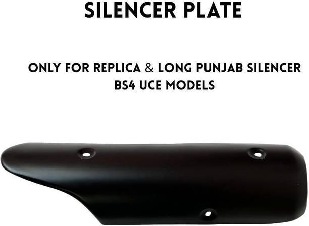 EAZ Black Silencer Plate for RE BS4 UCE Replica & Long Punjab Models Royal Enfield Classic 350, Classic 500, Classic Chrome, 500, 500 EFI, Electra, Electra, Electra 350 स्लिप-ऑन इग्ज़ॉस्ट सिस्टम