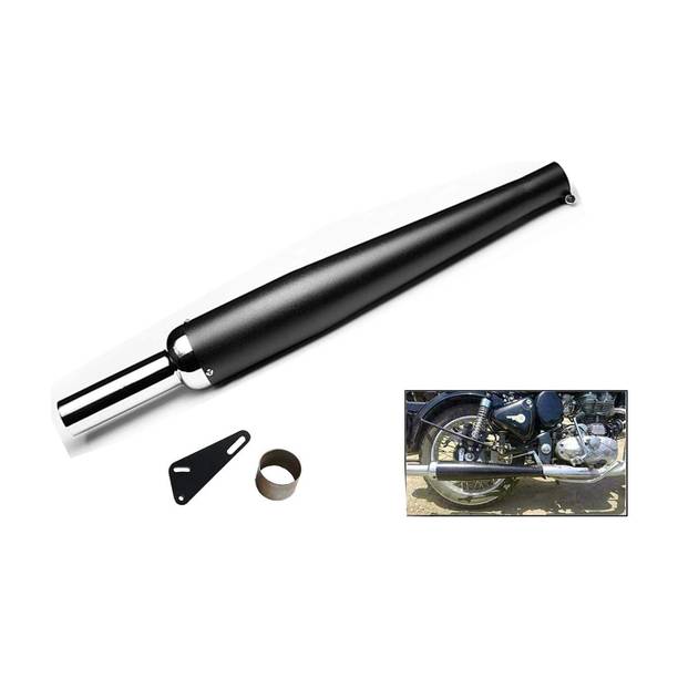 GOLSM Goldstar silencer Black Front Chrome Glasswwol Exhaust Royal Enfield Thunder Bird 350 Full Exhaust System