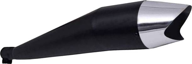 WORDZ Shark silencer Black Front Chrome Glasswool Exhaust Royal Enfield Classic Chrome Full Exhaust System